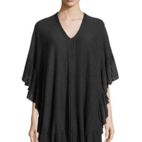 NWT Max StudioRuffled-Trim Knit Poncho - Picture 2 of 11